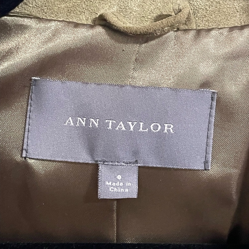 Ann Taylor Green Leather Blazer Jacket sz 8 - Picture 3 of 6